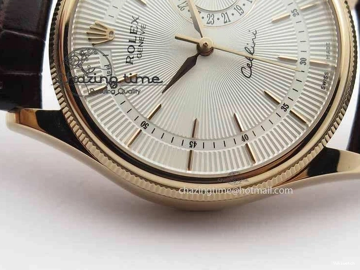 Dial White Stick Brown Best Leather A3165 Strap VF Date Cellini Edition Markers On RG 0910